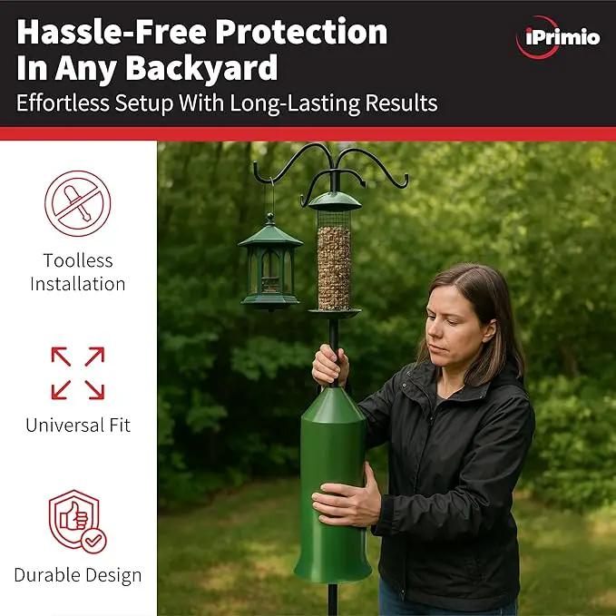 iPrimio 18" Squirrel Baffle – Easy Install Wrap Around Design: Durable Weather-Resistant Bird Feeder Baffle for Poles, Protects Hanging Feeders, No-Tool Setup, 2 Pack by GreenHaven Gardens