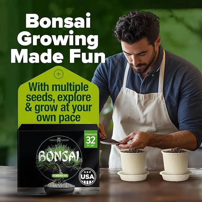 Bonsai Tree Kit - Gifts for Men & Women - Grow 4 Bonsai Trees - Unique Gardening Crafts for Adults, DIY Hobbies for Plant Lovers & Gardeners - Unusual Christmas Gift Ideas for Mom & Dad by GreenHaven Gardens