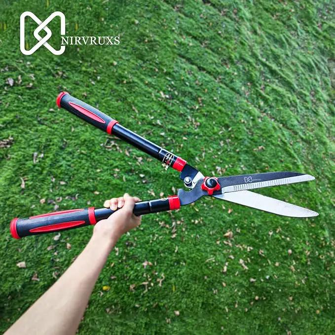 Garden Hedge Shears Heavy Duty with 22.8"-30.3" Extendable Handle, Plant Cutting Scissors -Lawn Pruners - Yard and Garden Tools by GreenHaven Gardens