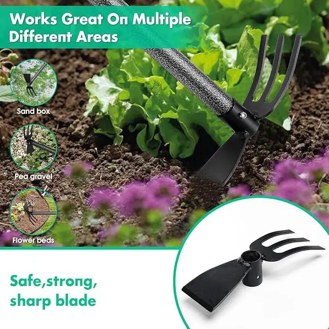 Garden Hoe and Cultivator, 31 Inch Long Heavy Duty Hand Hoe Garden Tool with Tiller,2 Section Handle, Carbon Steel Blade, Cultivator Hoe Garden Tools for Loosening Soil, Weeding Garden Tools by GreenHaven Gardens