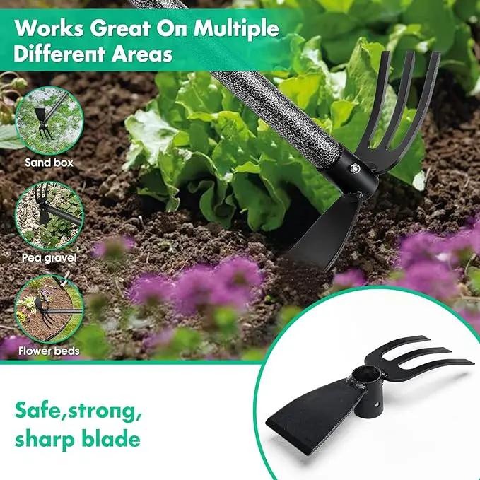 Hoe Garden Tool,45 Inch Long Garden Hoe and Cultivator, Garden Hand Tiller with Long Handle,Heavy Duty Garden Tools Hoe Cultivator for Gardening,Weeding, Tilling,Lossening Soil,Planting by GreenHaven Gardens