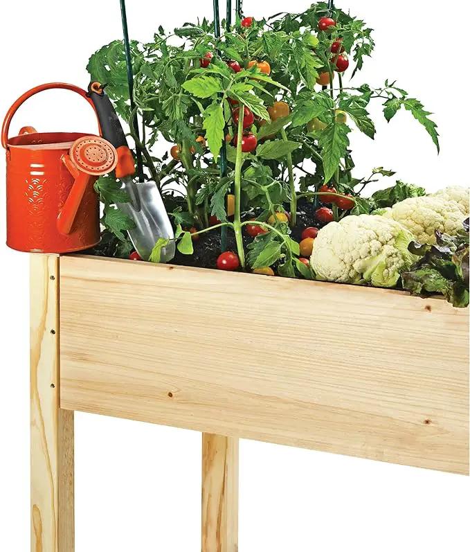 Raised Garden Bed with Legs 48x24x30 - Natural Cedar Wood Elevated Planter Box with Bed Liner for Flowers, Veggies, Herbs - 200lb Capacity by GreenHaven Gardens
