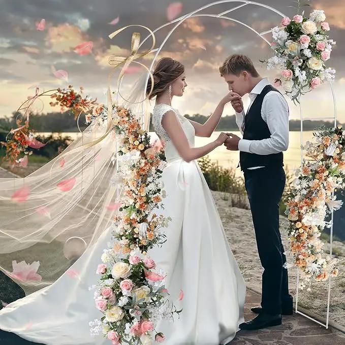 Tytroy Reconfigurable & Easy-to-Assemble Metal Outdoor & Indoor 7'6" Garden or Wedding Arch Arbor for Wedding Bridal Party Elegant Decorations & Garden Climbing Plants Vines (White 1PC) by GreenHaven Gardens