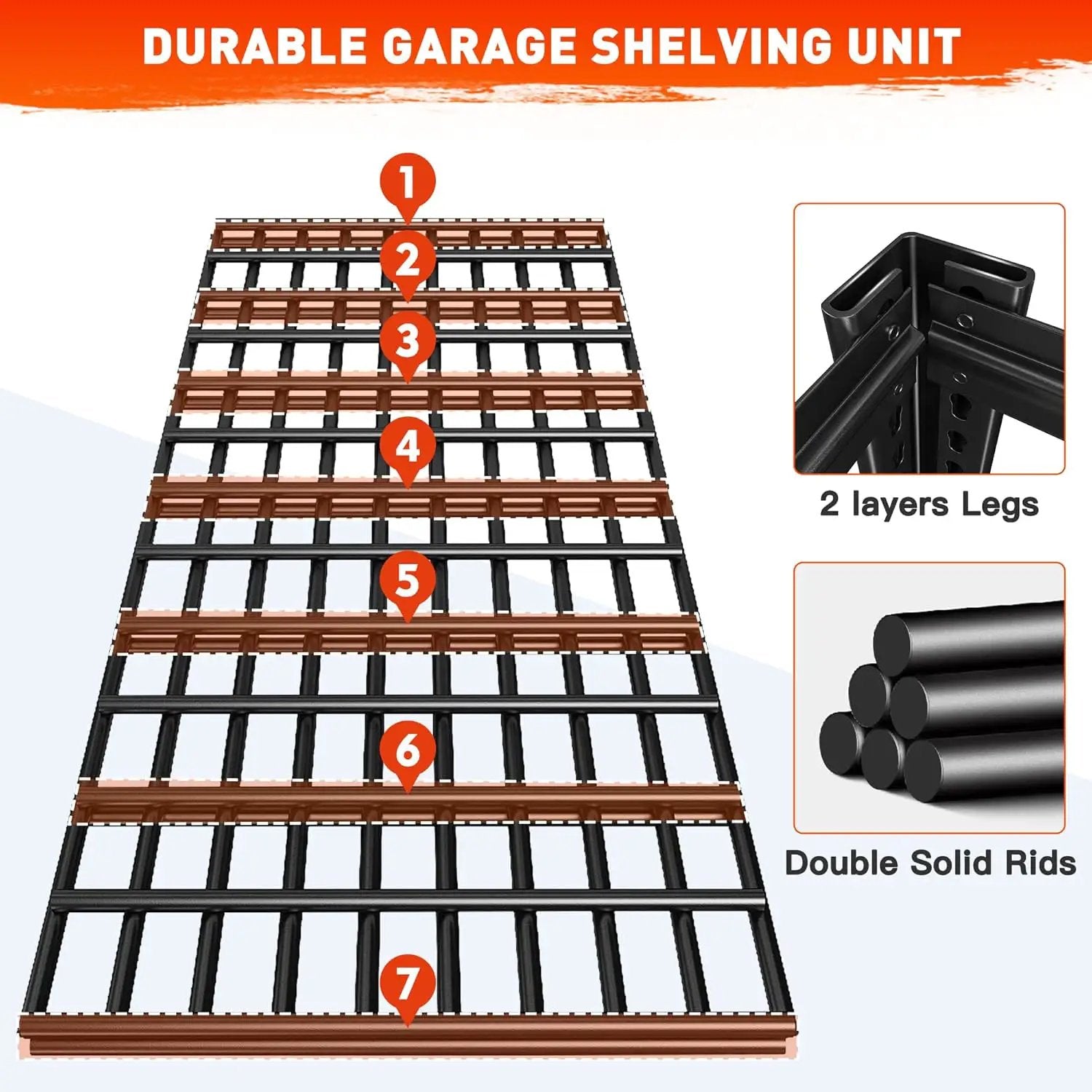 REIBII 48.2''W Garage Shelving Heavy Duty Metal Shelving 3000LBS Storage Shelves Adjustable Metal Shelves Industrial Garage Shelf for Warehouse Basement, 3 Pack by GreenHaven Gardens