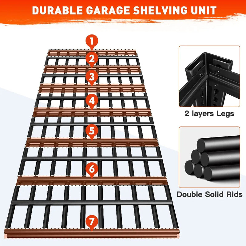 REIBII 48.2''W Garage Shelving Heavy Duty Metal Shelving 3000LBS Storage Shelves Adjustable Metal Shelves Industrial Garage Shelf for Warehouse Basement, 3 Pack by GreenHaven Gardens