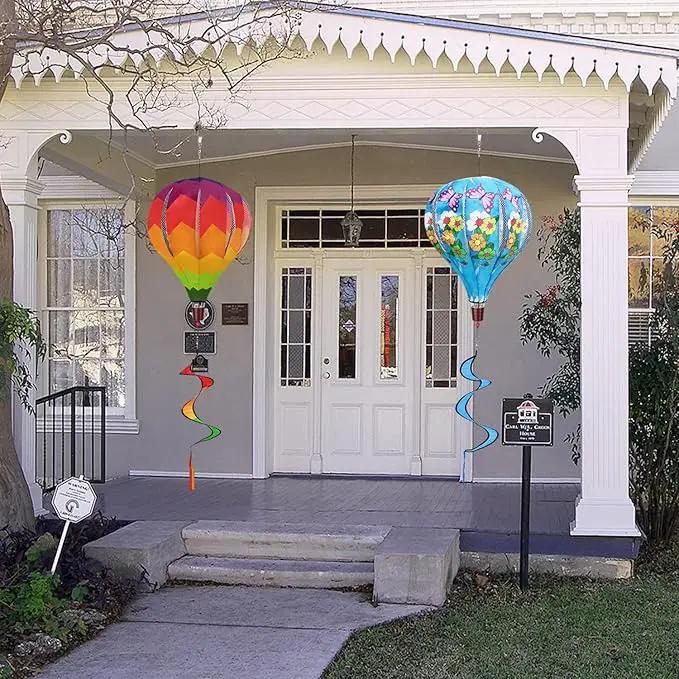 Giant Rainbow Butterfly Hot Air Balloon Garden Wind Spinners Large Pinwheels Lawn Yard Catchers Ornaments Windmills Outdoor Hanging Decor Whirligigs Wind Hanging Windsock 2Pack by GreenHaven Gardens