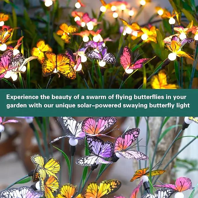 TONULAX Solar Garden Lights - Swaying Butterfly Light, Swaying in The Wind, Solar Outdoor Lights, Yard Patio Pathway Decoration, High Flexibility Iron Wire & Realistic Butterflies (2 Pack) by GreenHaven Gardens