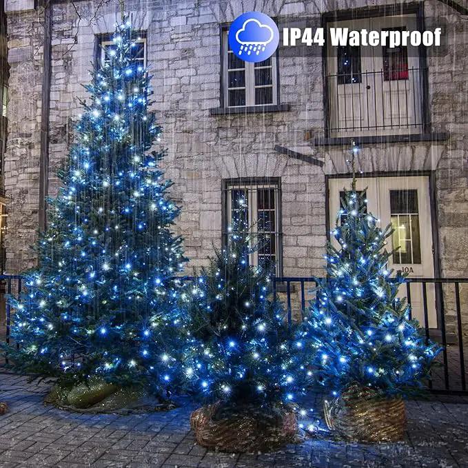 100 LED Christmas Lights Outdoor - 33ft Christmas String Lights 8 Modes Plug in Waterproof Twinkle Fairy Lights with Timer Memory for Indoor Outside Bedroom Home Party Decoration, Blue&White by GreenHaven Gardens