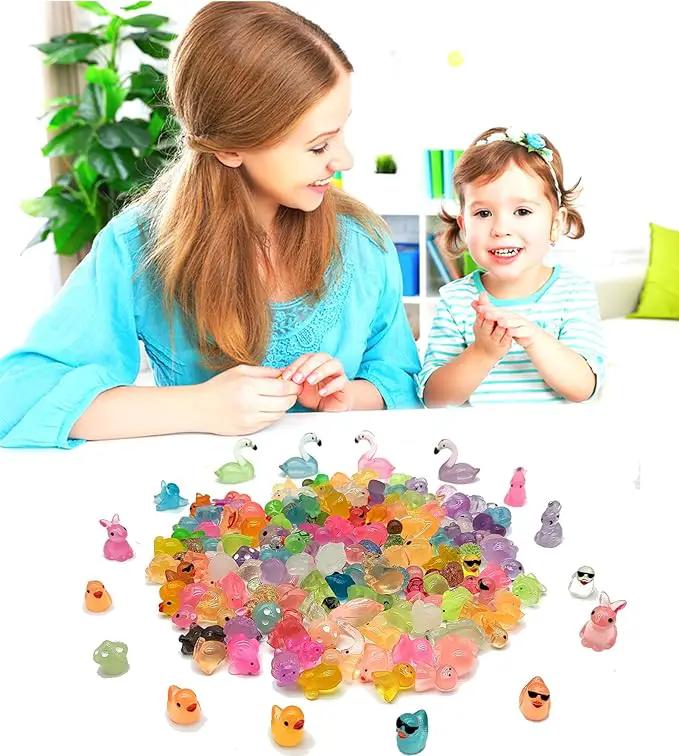 150pcs Mini Resin Animals Figures to Hide Luminous Tiny Animals Ducks Dinosaurs Flamingos Miniature Figurines Glow in the Dark for Fairy Garden Dollhouse Landscape Aquarium Potted Party Favor Decor by GreenHaven Gardens