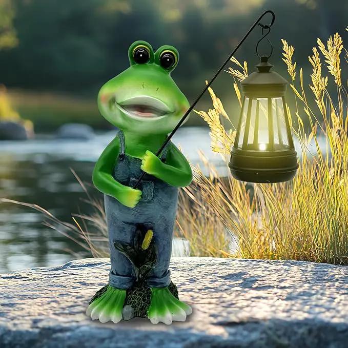 Solar Lantern Garden Statues Decor, Outdoor Frog Figurine Lights for Yard Patio Decoration - Unique Christmas Housewarming Gift for Grandma Wowen Mom by GreenHaven Gardens