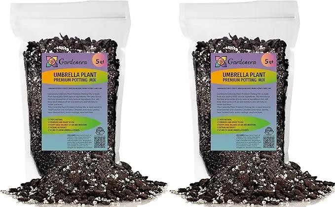 Umbrella Plant Premium Potting Mix - 10 Quart - Nourish Your Plants with Nature's Finest Ingredients (2 Bags of 5 Quart) by GreenHaven Gardens