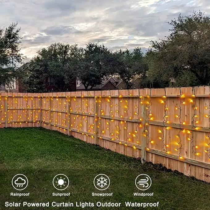 Solar Powered Curtain Lights 33ftx 3ft 500 LED Outdoor Curtain Lights Waterproof with Remote Timer for Garden Patio Fence Wedding Wall Gazebo Decor - Warm White by GreenHaven Gardens