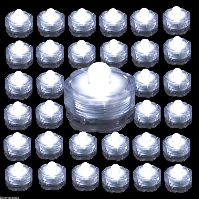 Bright LED Floral Tea Light Submersible Lights for Party Wedding (White, 20 Pack) by GreenHaven Gardens