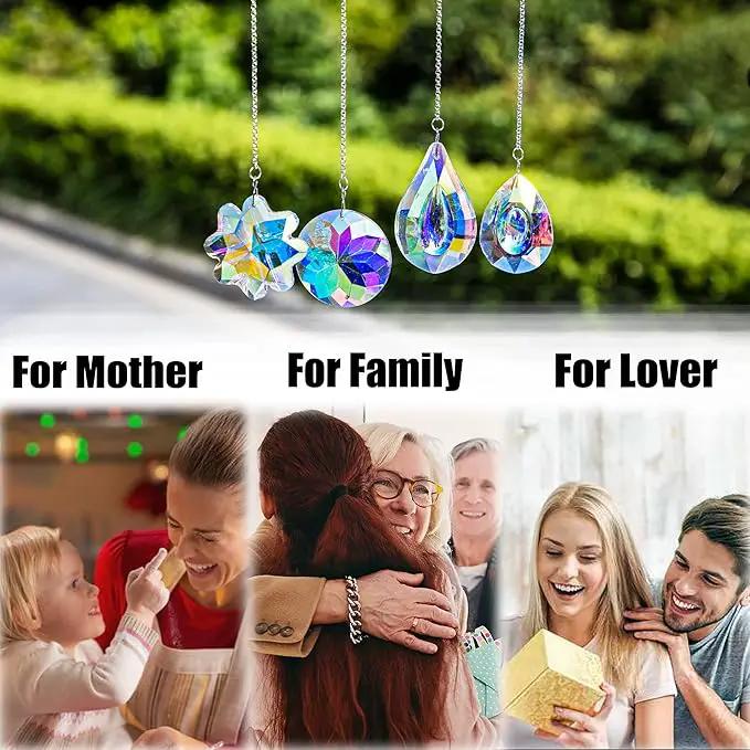 HDCRYSTALGIFTS 4pcs Crystal Suncatchers for Window Hanging Sun Catchers Indoor Rainbow Maker Crystals for Home Garden Decor Lamp Chandelier Lamp Prisms by GreenHaven Gardens