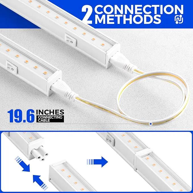 Barrina Grow Lights for Indoor Plants, Full Spectrum Grow Light, 1ft Plant Lights for Indoor Growing, LED Grow Lights, T5 Grow Light Strip, Plug and Play, Yellow, 8-Pack