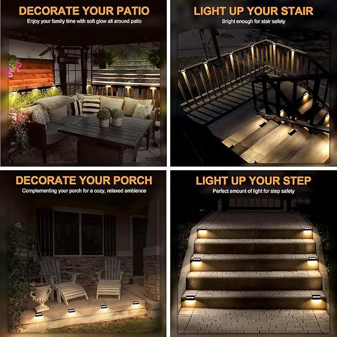 SOLPEX Solar Fence Lights, 6 LEDs Solar Lights Outdoor Waterproof Solar Powered for Deck, Stair, Front Porch, Balcony, Walkway, Garden, Yard, Patio, Pool Decor, IP65 Waterproof (4 Pack, Warm White) by GreenHaven Gardens