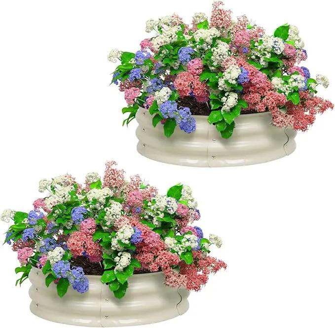 BPS Metal Raised Garden Bed, 2-Pack 2.5FT Diameter Galvanized Planter Raised Garden Boxes for Flower Planters, Vegetables Herb by GreenHaven Gardens