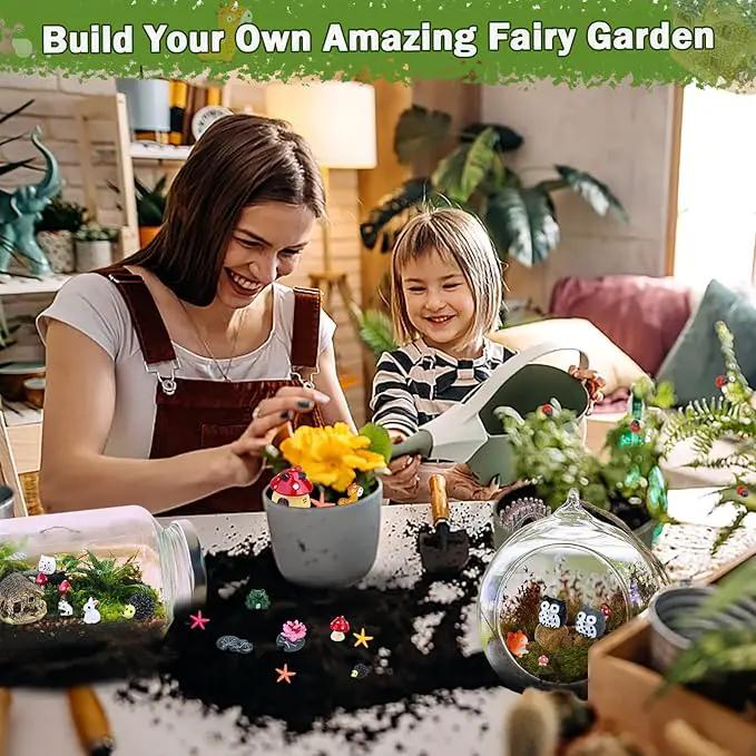 Modacraft 200Pcs Miniature Fairy Garden Accessories Including 100Pcs Fixed Pins, Fairy Garden Kit Fairy House Animal Figurines Mini Landscape for Garden Dollhouse Potted Plant Bonsai Terrarium Décor by GreenHaven Gardens