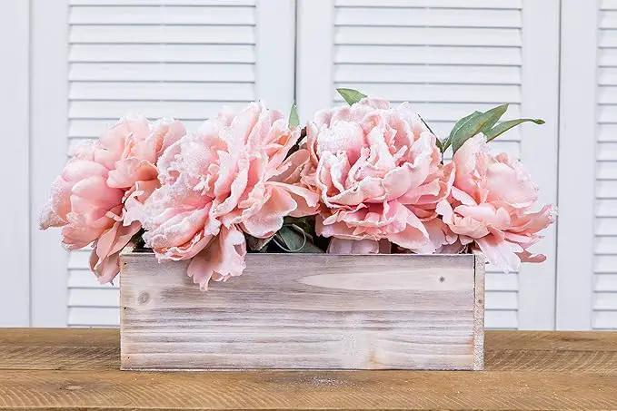 Wooden Planter Box, Whitewash with Plastic Liner l Garden Decor l Restaurant and Wedding Decorations l Wedding Bouquets, Table Centerpiece (12x4 Set of 4, Whitewash) by GreenHaven Gardens
