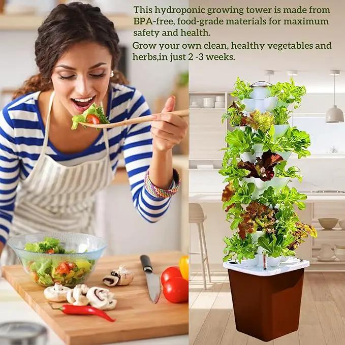 Hydroponic Growing System Kit – Indoor Vertical Hydroponic Garden Tower, 35 Planting Pods，Indoor Herb Garden,Lettuce Vegetables Hydroponic Growing Kit by GreenHaven Gardens