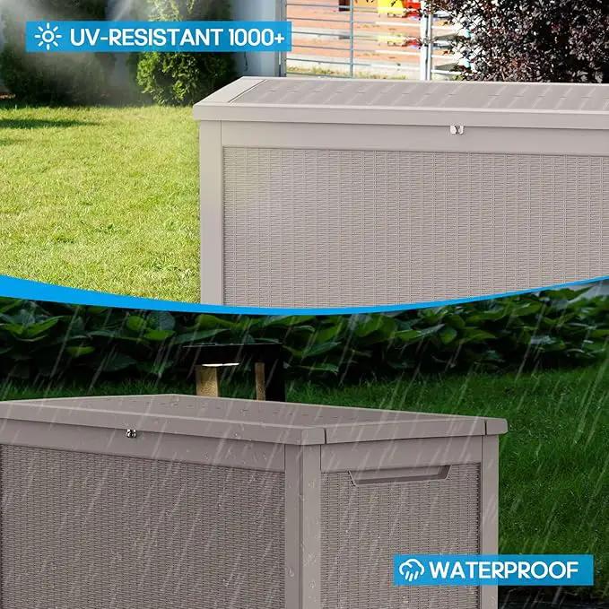 260 Gallon Waterproof Outdoor Storage Box,Large Resin Deck Box,Lockable Outside Storage Box Container for Patio Furniure,Garden,Tools (260 Gallon,Grey) by GreenHaven Gardens