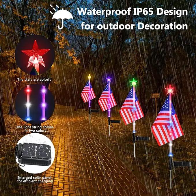 July 4th Decorative Solar American Flag Lights July 4th Solar Patriotic Flag Lights, 2 Modes Garden Pile Lights LED Landscape Lights Street Lights (Color Change), XY-T001 by GreenHaven Gardens