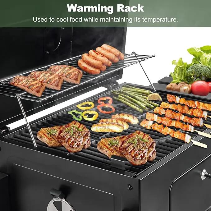 Charcoal Grills, Large Outdoor BBQ Grill Offset Smoker with Side Table Heavy Duty Outside Barbecue Grills Cooking Backyard Patio (Enamel Grill Grate) by GreenHaven Gardens
