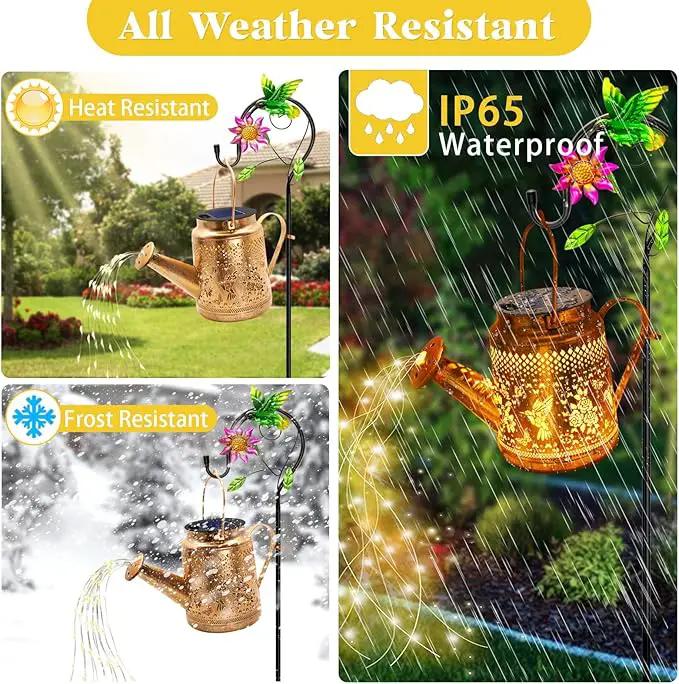 Solar Lanterns Outdoor Waterproof,Hummingbird Watering Can Garden Decor,Hanging Solar Path Lights Yard Art,Outside Patio Decorations Gardening Birthday Gifts for Mom Grandma Women with Shepherd Hook by GreenHaven Gardens