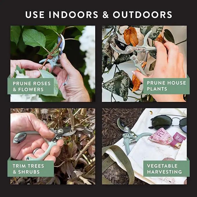 Modern Sprout Hand Pruners - Lightweight Pruning Shears W/Easy Lock- Gardening Scissors - Bypass Sharp Carbon Steel Blade - Rust Resistant - Garden Tools - Reusable Holster - Chartreuse by GreenHaven Gardens