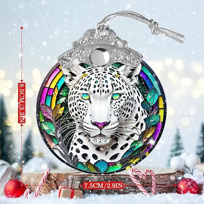 Stained Glass Suncatcher, Jocidea Leopard Ornament, Christmas Ornaments, Holidays Ornaments, Christmas Tree Decor, Leopard Decor for Home, Leopard Gifts by GreenHaven Gardens