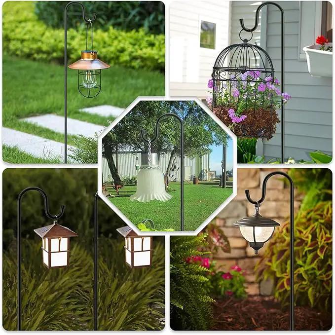 84" Shepherds Hooks for Outdoor with 7 Prongs Base, Heavy Duty Bird Feeder Pole for Hanging Lantern, Hummingbird Feeder, Shepherds Hook for Bird Feeders for Outside,1 Pack, Black by GreenHaven Gardens