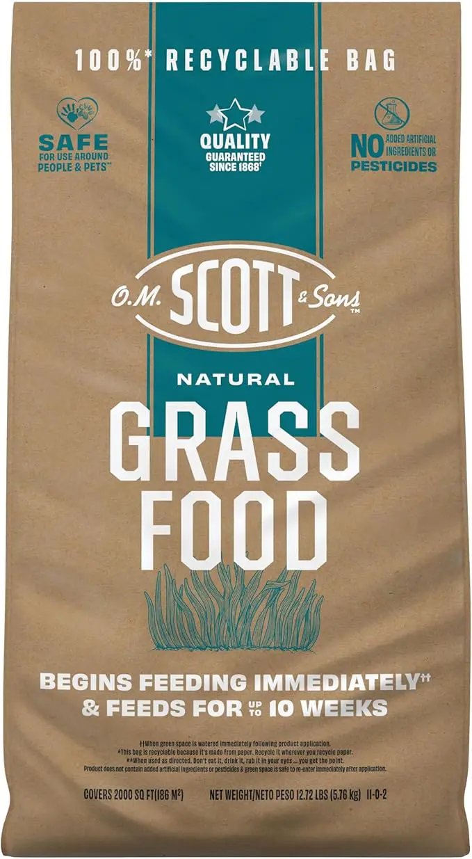 O.M. Scott and Sons Natural Grass Food, Food for Lawns, Fertilizes for up to 10 Weeks, Covers up to 2,000 sq. ft., 12.72 lbs. by GreenHaven Gardens