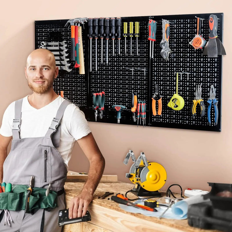 Ultrawall Peg Board Wall Organizer 4 ft. Metal Pegboard Garage Wall Pegboard Tool Storage Kit with Accessories for Garage, 45pcs by GreenHaven Gardens