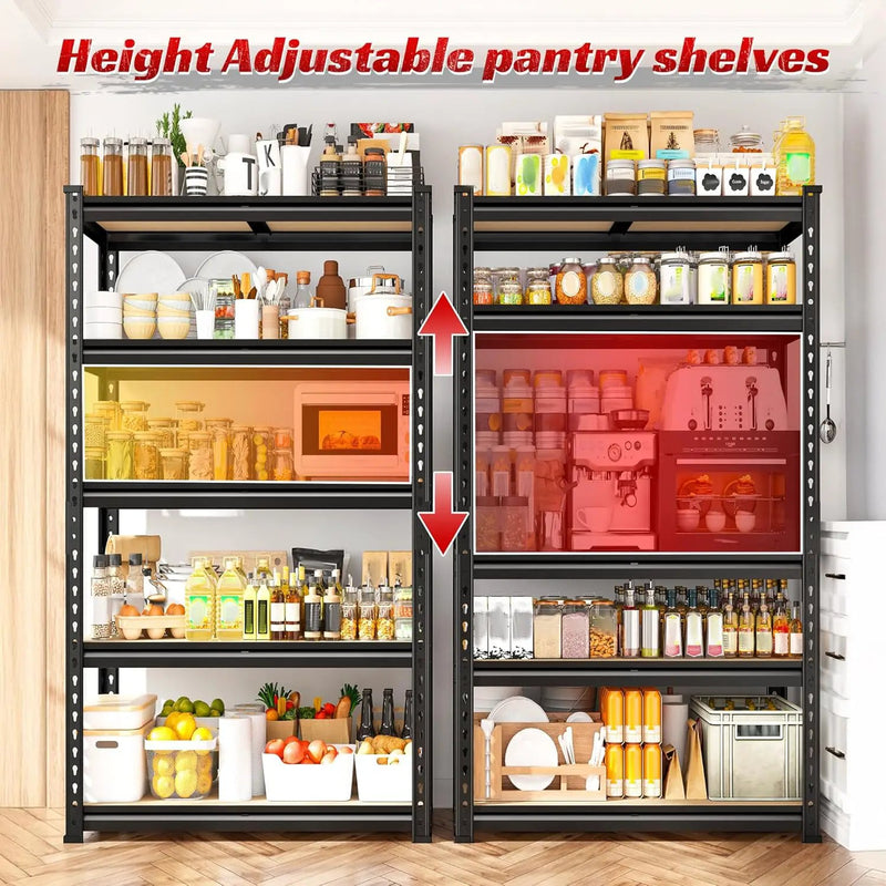 REIBII Set of 2 Storage Shelves 5 Tier Garage Shelving Heavy Duty Metal Shelving 2000LBS Garage Shelves Adjustable Metal Shelf for Kitchen Warehouse Pantry Closet, 27.6" W x 11.8" D x 60" H by GreenHaven Gardens