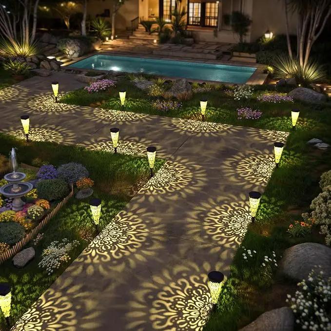 6 Pack Solar Lights Outdoor Garden Decorative Solar Pathway Lights Waterproof Plastic Outside Solar Path Landscape Lights Gardening Gifts for Women Mom Father Backyard Walkway Yard Decor by GreenHaven Gardens
