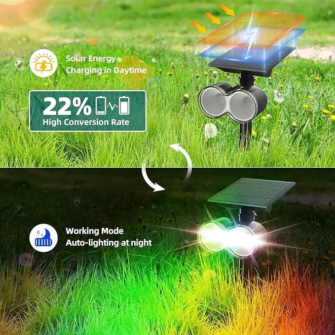 Barrina Solar Spot Lights Outdoor, 360° Horizontal Adjustable, 24 LEDs RGB Color Changing Solar Spotlight, IP65 Waterproof, Auto On/Off Solar Powered Landscape Lights for Outside Garden Yard, 2 Pack by GreenHaven Gardens