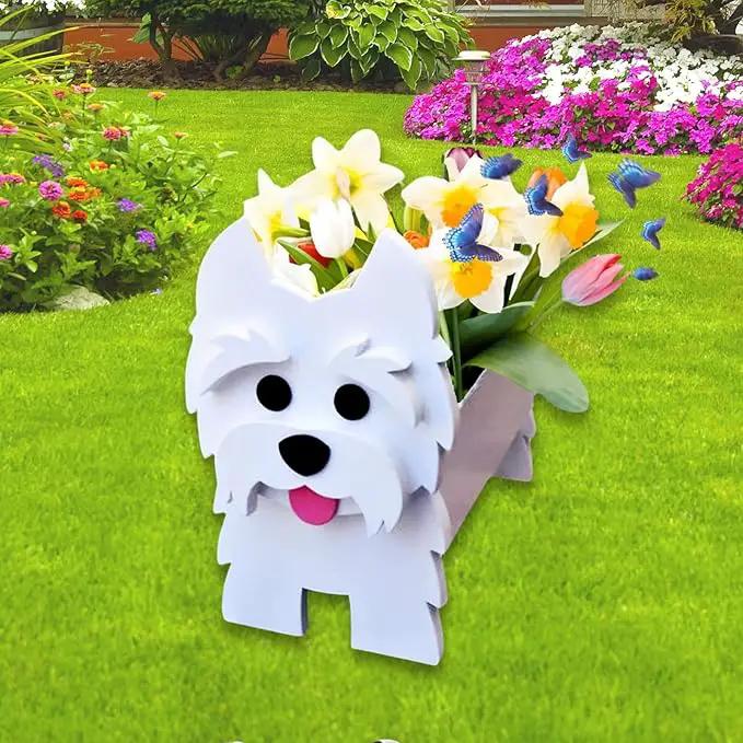 West Highland White Dog Planter Plant Pots,Cute Garden Dog Flower Planter,Dog Planters Birthday Gifts for Women,Office,Indoor/Outdoor Decor（9.45 * 5.75 * 12.2in） by GreenHaven Gardens