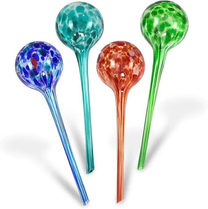 Blazin Indoor Plant Watering Globes | Automatic Self Water Bulbs | Aqua Water Globe | Decorative Hand-Blown Glass | 4pc Deluxe Set (Large) by GreenHaven Gardens