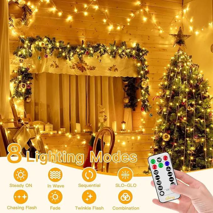 Ollny Christmas Lights Outdoor Waterproof, 1000LED 328FT Super Long String Lights with Remote 3 Timer, Plug in 8 Modes Fairy Light for Outside House Bedroom Xmas Decorations, Warm White by GreenHaven Gardens