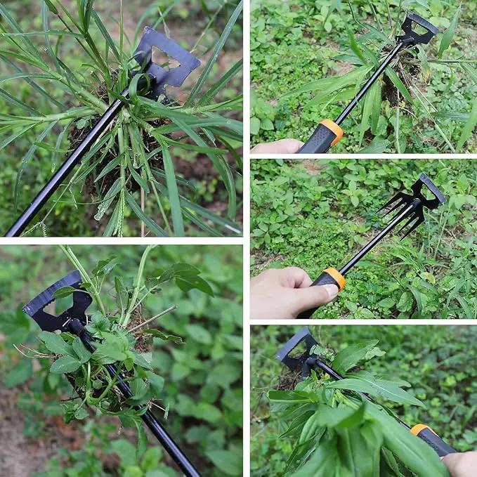 Weed Removal Tool, 2025 New Garden Weeding Tools Manganese Steel Hand Weeder Tool with Handle, 4 Teethes Dual Purpose Manual Weeders Tool Weed Pulling Tool for Garden (Six Teeth) by GreenHaven Gardens