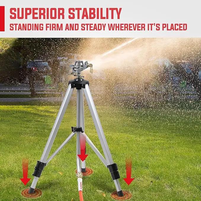 YAMATIC Impact Sprinkler on Adjustable Tripod Base, 360 Degree Large Area, with 3/4" Thread Quick Connect Fittings, Heavy Duty Pulsator Sprinkler for Lawn Yard and Grass, Spray up to 20-90ft (36inch) by GreenHaven Gardens