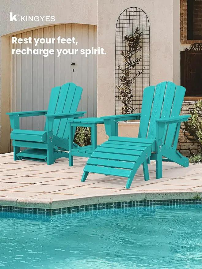 KINGYES Folding Adirondack Ottomans Set of 2 for Adirondack Chair, Aruba by GreenHaven Gardens