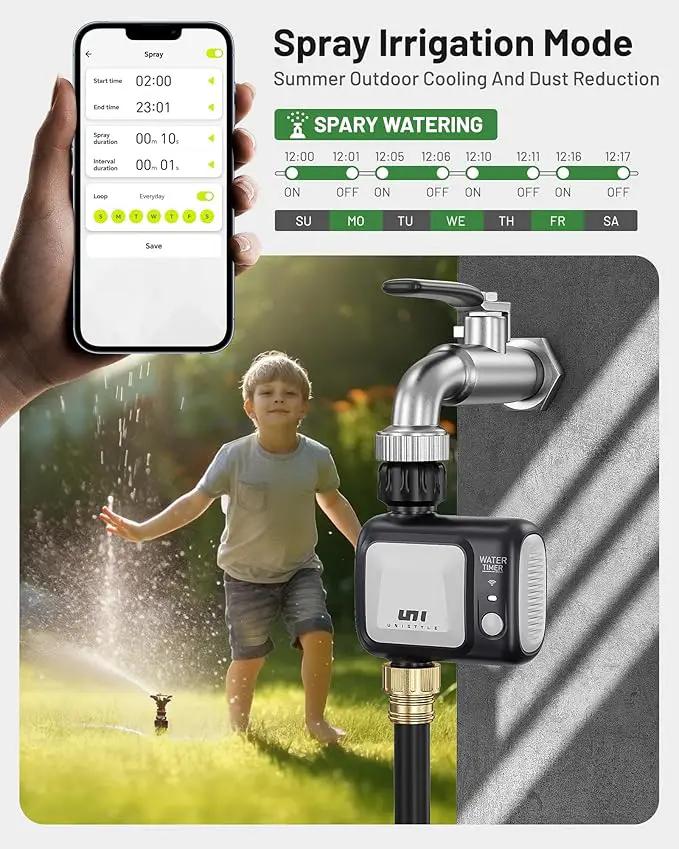 WiFi Sprinkler Timer, Unistyle Programmable Smart Water Timer, WiFi Irrigation Controller with Rain Delay/Auto Mode/Manual, Outdoor Hose Timer for Lawns, Yards and Garden by GreenHaven Gardens
