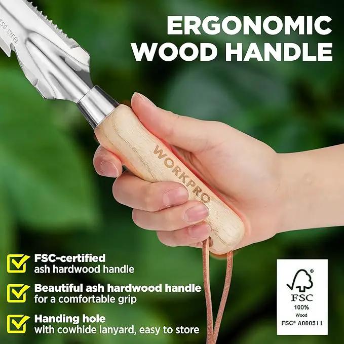 WORKPRO Hand Weeder Puller, 5-in-1 Stainless Steel Garden Trowel with Wooden Handle,Gardening Weeding Tool for Easy Weeder Removal, Planting, Weeding, Flower & Vegetable Care in Garden Lawn Yard by GreenHaven Gardens