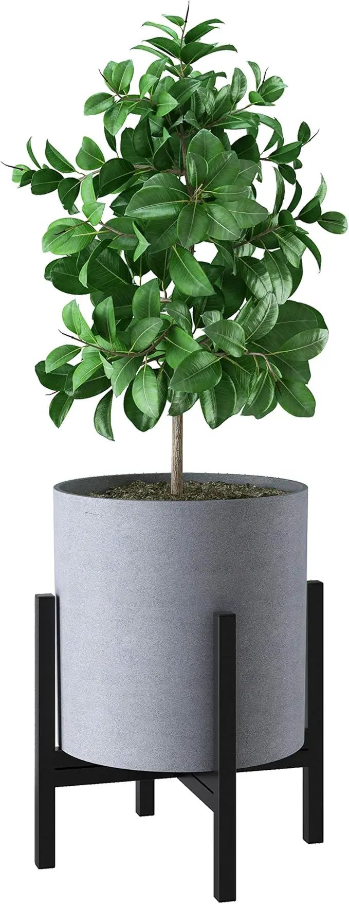 FaithLand Plant Pot 12 inch - Perfectly Fits Mid-Century Modern Plant Stand - Drainage Plug - Gray Planter Pot by GreenHaven Gardens