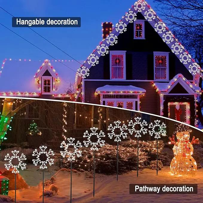 Snowflake Lights Outdoor, 5 Large Snowflake Christmas Pathway Lights Outdoor Christmas Decorations Yard Sidewalk Walkway Driveway Marker Stake, White by GreenHaven Gardens