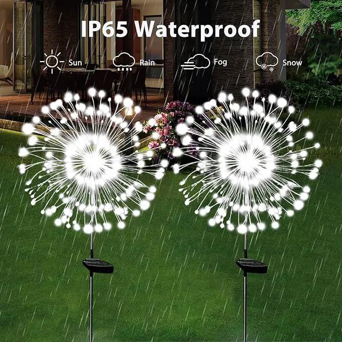Solar Garden Lights Solar Firework Lights Outdoor Waterproof 4 Pack Solar Powered Art Stake Twinkle Lighting 180 LED Sparklers Solar Lights for Yard Pathway Patio Outside Party Decorations (White) by GreenHaven Gardens