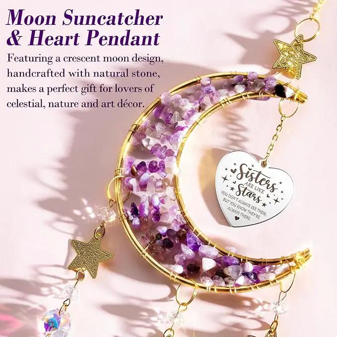 Sisters Gifts from Sister for Sister from Brother, Best Sister Gifts Unique Sister Birthday Gifts for Sister in Law Soul Sister, Moon Crystal Suncatcher for Window Hanging Decor by GreenHaven Gardens