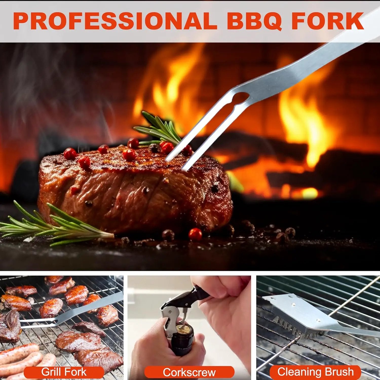 Grilljoy BBQ Accessories Grill Tools Set - 22PCS Stainless Steel Barbecue Grill Accessories for Outdoor Grill with Black Aluminum Case - Grilling Gifts for Men Dad -Grill Tools Kit by GreenHaven Gardens