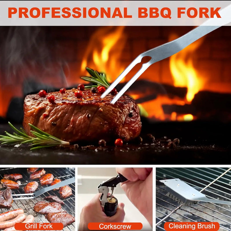 Grilljoy BBQ Accessories Grill Tools Set - 22PCS Stainless Steel Barbecue Grill Accessories for Outdoor Grill with Black Aluminum Case - Grilling Gifts for Men Dad -Grill Tools Kit by GreenHaven Gardens